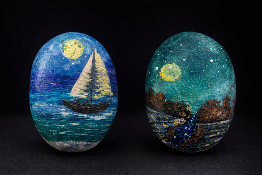 Moonlit Waters Inspired Stone Art - Hand Painted Rock Artwork
